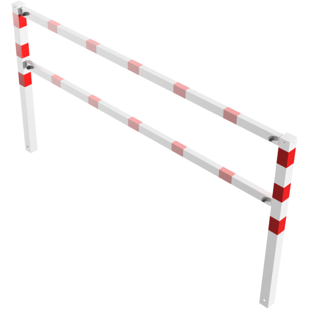 Stationary access barriers | for bolting on site | with top and quarter-bent bar | hot-dip galvanized and white coatedwith red reflecting stripes | total width: 2500 mm